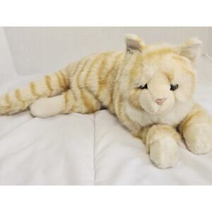 Douglas Cuddle Laying Tabby Cat Kitty White Stuffed Animal Plush Retired Gift